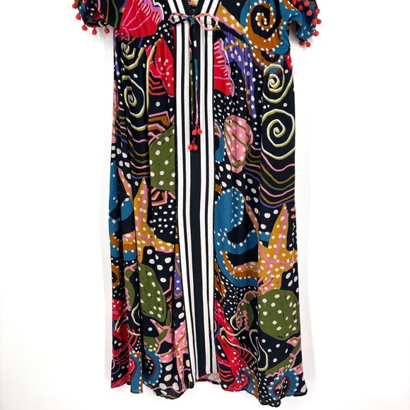 NWT Farm Rio Anthropologie Under The Sea Cover-Up Dress Sz XS Navy Ocean Print - Picture 6 of 12